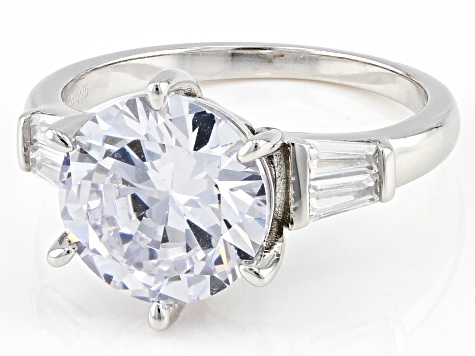 Pre-Owned White Cubic Zirconia Platinum Over Sterling Silver Ring 6.50ctw