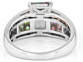 Pre-Owned Green Mystic Fire® Topaz Rhodium Over Sterling Silver Ring 2.38ctw