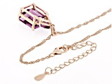 Pre-Owned Grape-Color Fluorite & White Zircon 18k Rose Gold Over Silver Pendant With Chain 6.69ctw