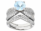 Pre-Owned Sky Blue Glacier Topaz Rhodium Over Sterling Silver Ring Set 3.60ctw