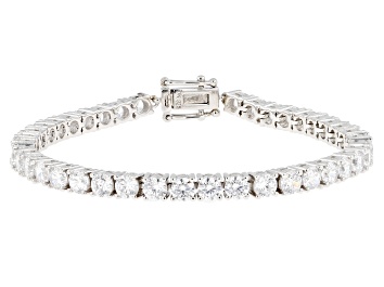 Picture of Pre-Owned White Cubic Zirconia Rhodium Over Sterling Silver Tennis Bracelet 17.34ctw