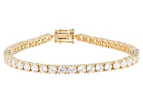Pre-Owned White Cubic Zirconia 18k Yellow Gold Over Sterling Silver Tennis Bracelet 17.34ctw