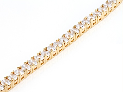 Pre-Owned White Cubic Zirconia 18k Yellow Gold Over Sterling Silver Tennis Bracelet 17.34ctw