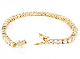 Pre-Owned White Cubic Zirconia 18k Yellow Gold Over Sterling Silver Tennis Bracelet 17.34ctw