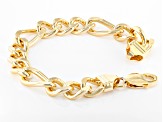 Pre-Owned 18K Yellow Gold Over Bronze Figaro Link Bracelet