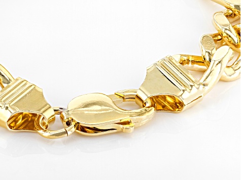 Pre-Owned 18K Yellow Gold Over Bronze Figaro Link Bracelet