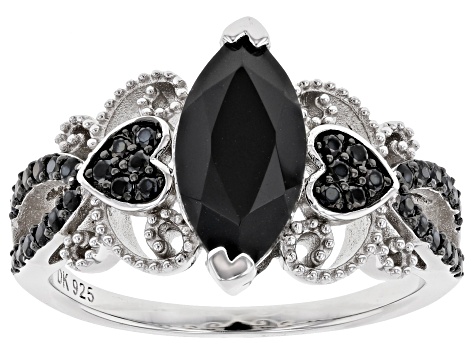 Pre-Owned Black Spinel Rhodium Over Sterling Silver Ring 2.03ctw