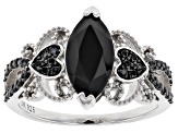 Pre-Owned Black Spinel Rhodium Over Sterling Silver Ring 2.03ctw