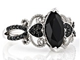 Pre-Owned Black Spinel Rhodium Over Sterling Silver Ring 2.03ctw