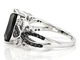 Pre-Owned Black Spinel Rhodium Over Sterling Silver Ring 2.03ctw