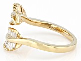 Pre-Owned White Diamond 14k Yellow Gold Over Sterling Silver Leaf Ring 0.50ctw