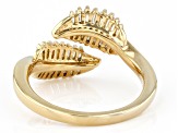 Pre-Owned White Diamond 14k Yellow Gold Over Sterling Silver Leaf Ring 0.50ctw