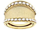 Pre-Owned 10k Yellow Gold & Rhodium Over 10k Yellow Gold Diamond Cut Domed Band Ring