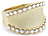 Pre-Owned 10k Yellow Gold & Rhodium Over 10k Yellow Gold Diamond Cut Domed Band Ring