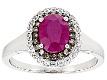Picture of Pre-Owned Red Ruby Rhodium Over Sterling Silver Ring 1.80ctw