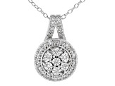 Pre-Owned White Diamond Rhodium Over Sterling Silver Cluster Pendant With 18" Cable Chain 0.10ctw