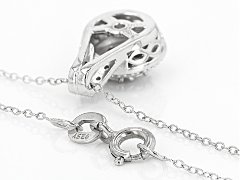 Pre-Owned White Diamond Rhodium Over Sterling Silver Cluster Pendant With 18" Cable Chain 0.10ctw