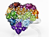 Pre-Owned Blue Glacier Topaz Rhodium Over Sterling Silver Heart Shape Ring 4.77ctw
