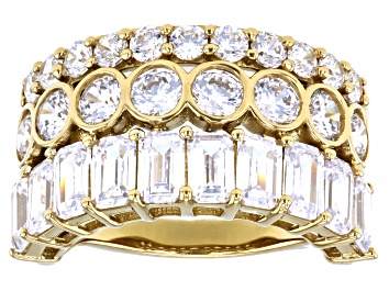 Picture of Pre-Owned White Cubic Zirconia 18K Yellow Gold Over Sterling Silver Ring 8.25ctw