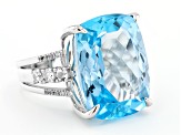 Pre-Owned Sky Blue Topaz Rhodium Over Sterling Silver Ring 23.98ctw
