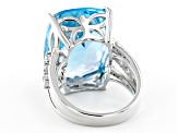 Pre-Owned Sky Blue Topaz Rhodium Over Sterling Silver Ring 23.98ctw