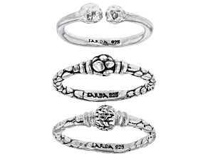 Pre-Owned Silver "It Can Be Done" Stackable Set of 3 Rings