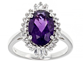 Pre-Owned Purple Amethyst Platinum Over Sterling Silver Ring 3.35ctw