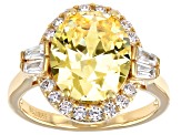 Pre-Owned Yellow And White Cubic Zirconia 18K Yellow Gold Over Sterling Silver Ring 9.05ctw