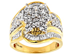 Pre-Owned White Cubic Zirconia 18k Yellow Gold Over Sterling Silver Ring 4.50ctw