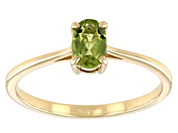 Picture of Pre-Owned Green Manchurian Peridot(TM) 10k Yellow Gold Ring 0.40ct