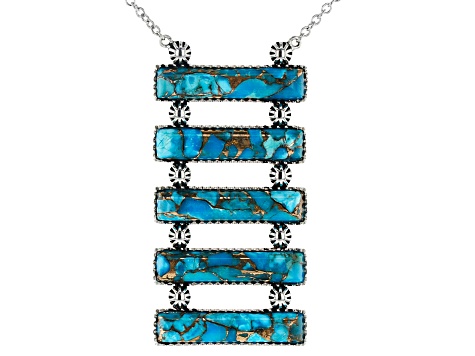 Pre-Owned Turquoise Rhodium Over Sterling Silver Necklace