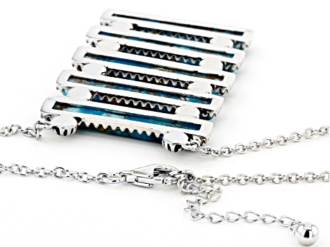 Pre-Owned Turquoise Rhodium Over Sterling Silver Necklace