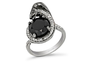 Pre-Owned Enchanted Disney Villains Jafar Ring Black Onyx & Black Diamond Black Rhodium Over Silver