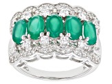 Pre-Owned Green Onyx Rhodium Over Sterling Silver Band Ring 1.97ctw