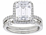 Pre-Owned White Cubic Zirconia Rhodium Over Sterling Silver Ring Set 7.69ctw