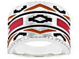 Pre-Owned Multi-Color Enamel Rhodium Over Silver Band Ring