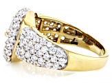 Pre-Owned White Cubic Zirconia 18k Yellow Gold Over Sterling Silver Buckle Ring 2.43ctw