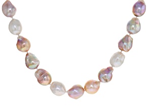 Pre-Owned Multi-Color Cultured Freshwater Baroque Pearl Rhodium Over Silver 18 Inch Necklace