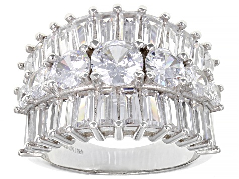 Pre-Owned White Cubic Zirconia Rhodium Over Sterling Silver Ring 9.91ctw