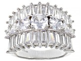 Pre-Owned White Cubic Zirconia Rhodium Over Sterling Silver Ring 9.91ctw