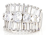 Pre-Owned White Cubic Zirconia Rhodium Over Sterling Silver Ring 9.91ctw