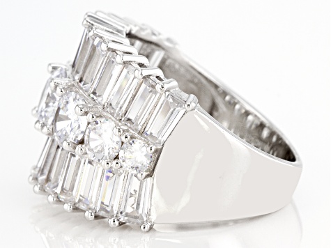 Pre-Owned White Cubic Zirconia Rhodium Over Sterling Silver Ring 9.91ctw