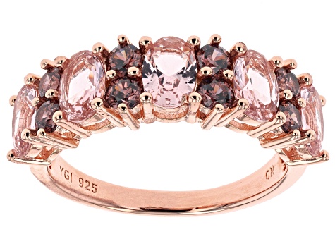 Pre-Owned Morganite Simulant And Blush Cubic Zirconia 18k Rose Gold Over Sterling Silver Ring 3.84ct