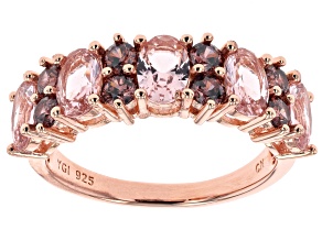 Pre-Owned Morganite Simulant And Blush Cubic Zirconia 18k Rose Gold Over Sterling Silver Ring 3.84ct