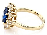 Pre-Owned Blue Lab Created Spinel 18k Yellow Gold Over Sterling Silver Ring 2.99ctw