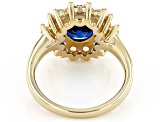 Pre-Owned Blue Lab Created Spinel 18k Yellow Gold Over Sterling Silver Ring 2.99ctw