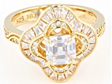 Pre-Owned White Cubic Zirconia 18k Yellow Gold Over Sterling Silver Asscher Cut Ring 3.08ctw