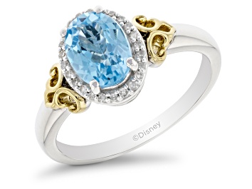 Picture of Pre-Owned Enchanted Disney Jasmine Ring Topaz & Diamond Rhodium & 14k Yellow Gold Over Silver 1.75ct
