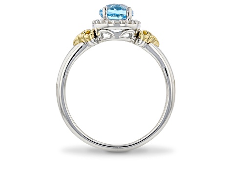 Pre-Owned Enchanted Disney Jasmine Ring Topaz & Diamond Rhodium & 14k Yellow Gold Over Silver 1.75ct