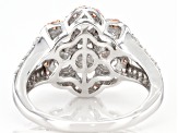 Pre-Owned Pink And White Cubic Zirconia Platinum Over Sterling Silver Ring 4.00ctw